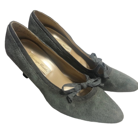 Carriage Court Gray Suede Heels - Picture 2 of 12